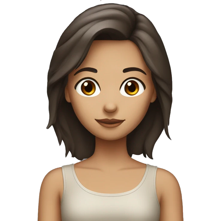 Girl wavbrunette with dark brown eyes emoji