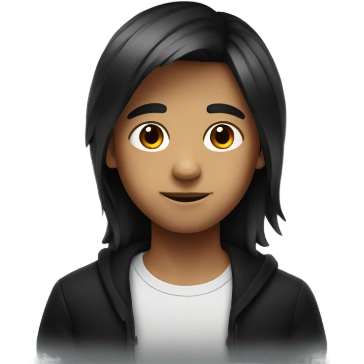 A boy with long red and black split dye hair emoji