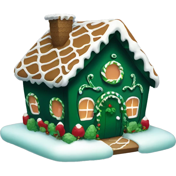 Cosy dark green gingerbread house  emoji