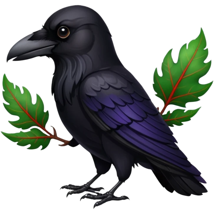 A raven holding a weirwood leaf emoji