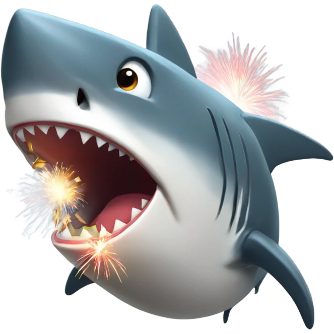 Shark holding firework emoji