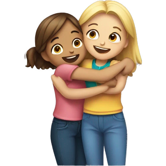 girl giving a hug to another girl emoji