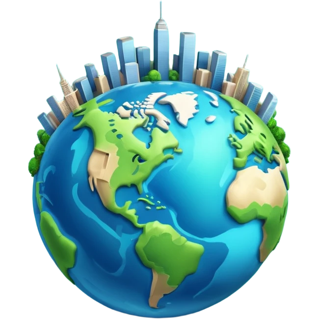 3d planet earth with building emoji