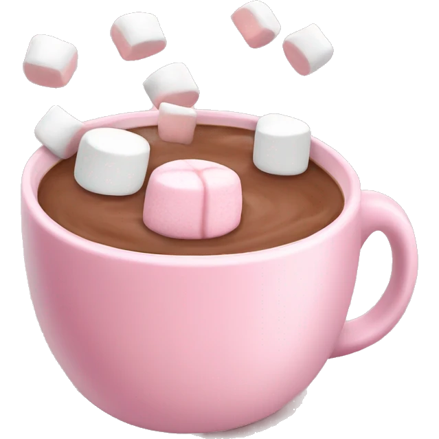 Light Pink mug of hot chocolate with marshmallows  emoji