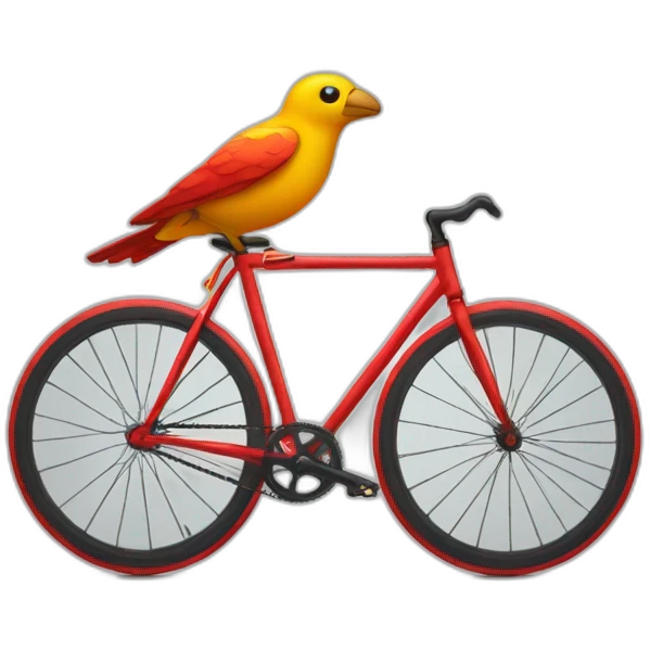 bird riding red fixed gear bicycle emoji