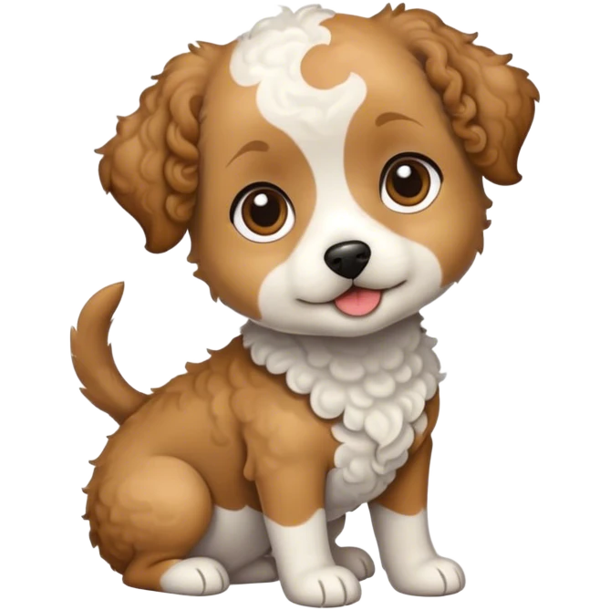 Shorter haired curly white and tan small dog emoji