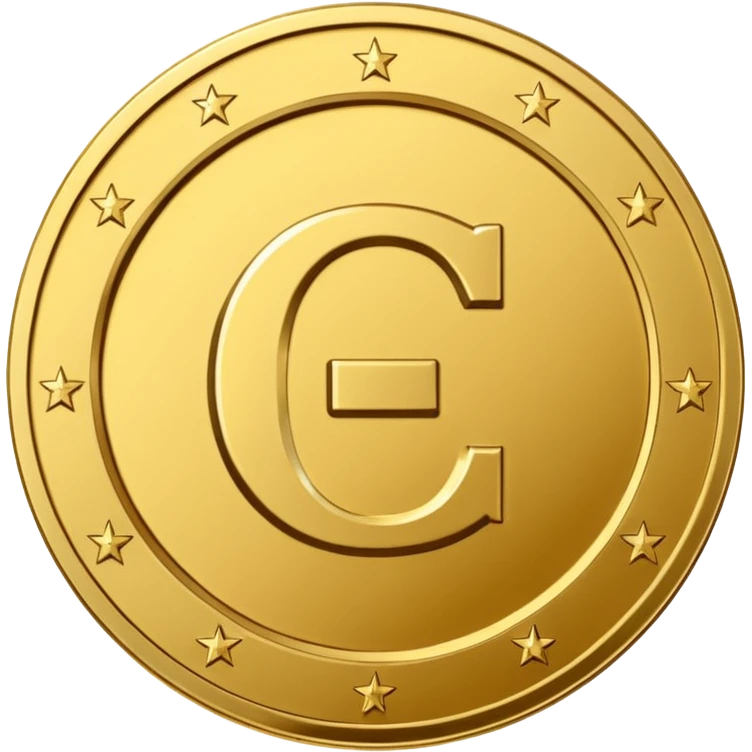 A premium gold coin icon with a clean, modern embossed design-system emblem in the center. No currency symbols. Center symbol: a simplified design-guideline glyph such as a minimal grid,  a C-shaped “credit” monogram, or three aligned dots representing design tokens.   emoji
