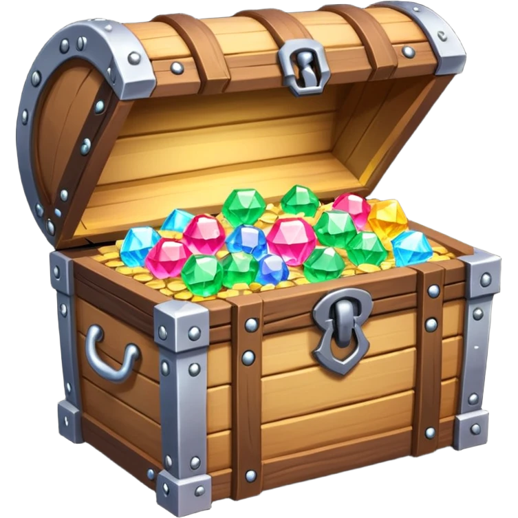 unlocked treasure chest glowing from the inside money,gems, RPG game style emoji