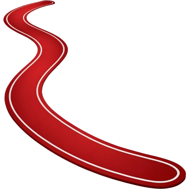 Minimalist emoji-style sticker of a blood-red carpet shaped like a thick trail or drop, flat vector design, no shadows. emoji