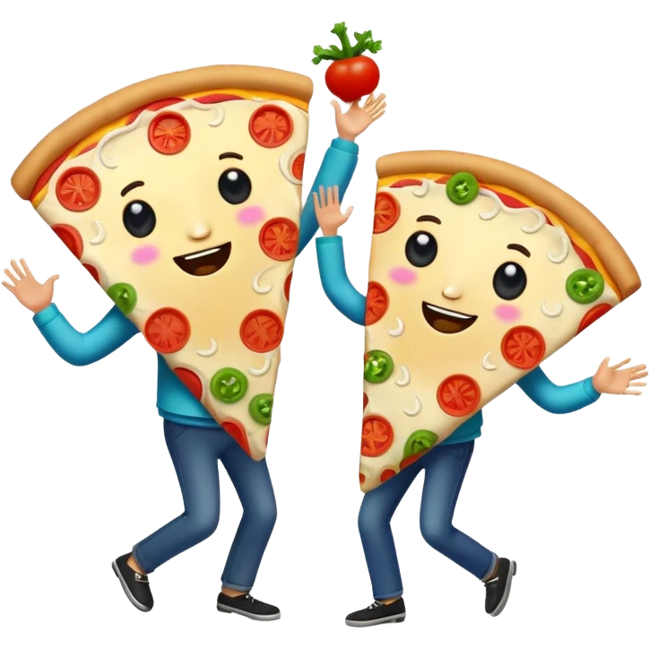 Pizza and taco dancing together emoji