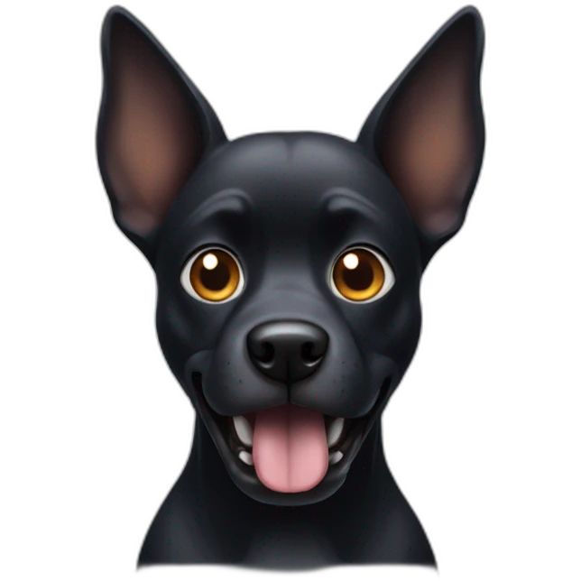 dark scary dog with ears perked emoji