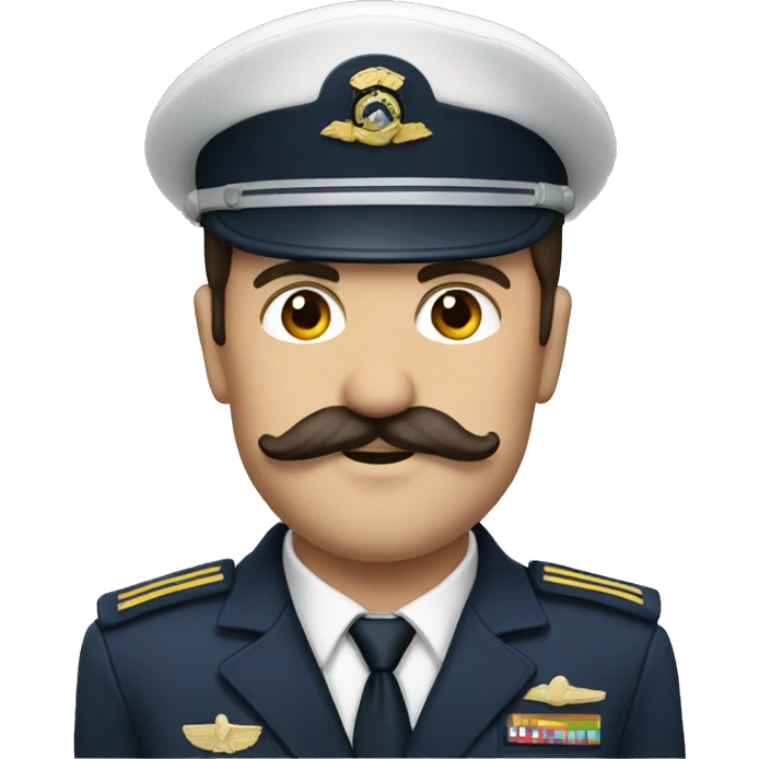 Brunette pilot captain mustache  emoji