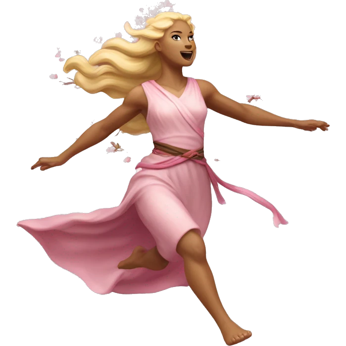 blonde cherry blossom Pagan goddess sprinting, with a large stride and arms outstretched emoji