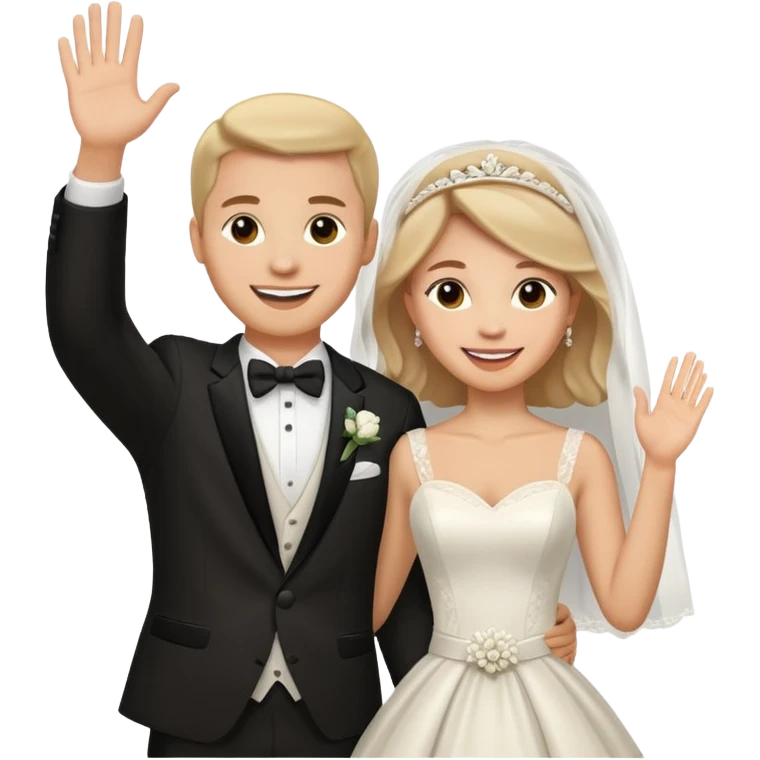newlywed couple waving emoji