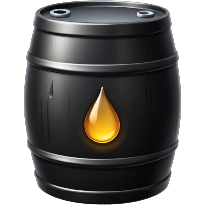 generate an ultra realistic black metal barrel without rust and with a black drop of oil on it emoji