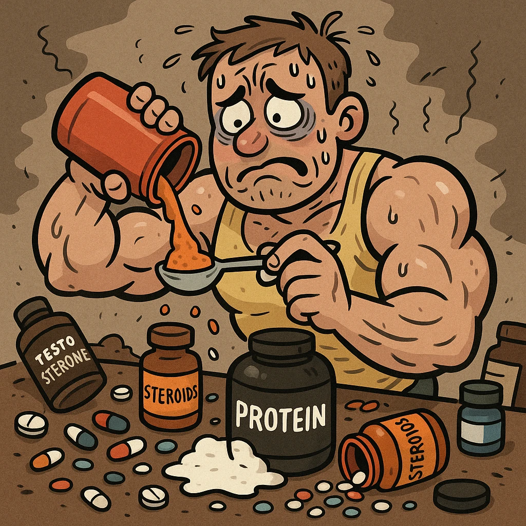  bodybuilder che fa dosaggi a caso, e quindi sta male emoji