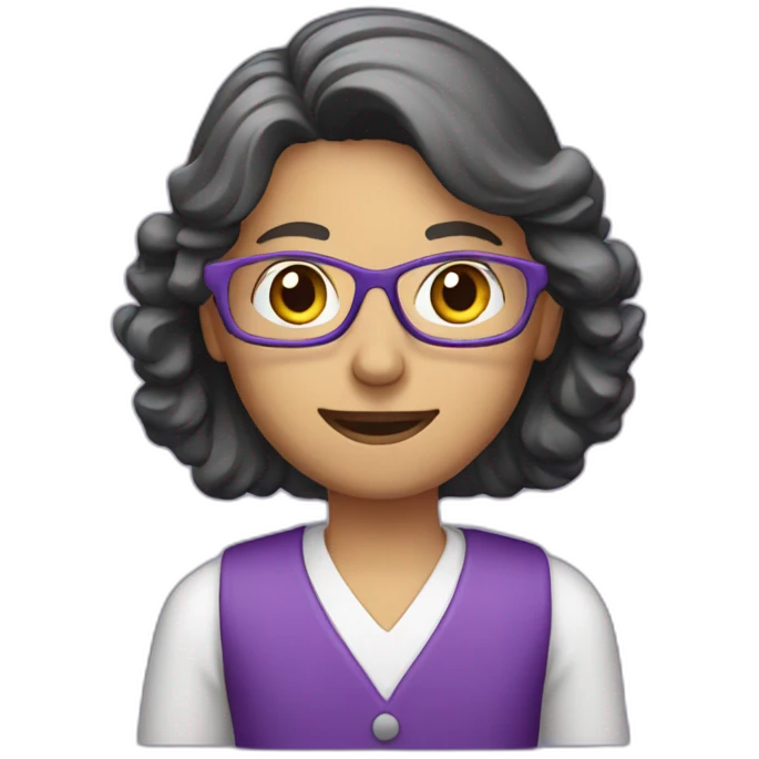 teacher with purple computer emoji