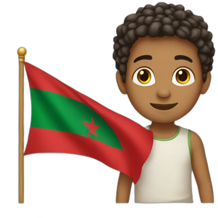 A Boy has a flag From Morocco emoji