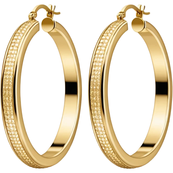 Large 14k Gold Sparkly Hoop Earrings emoji