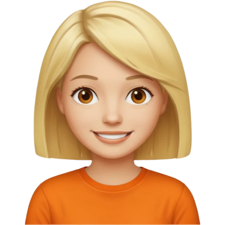 Women with blond hair bob and orange shirt emoji