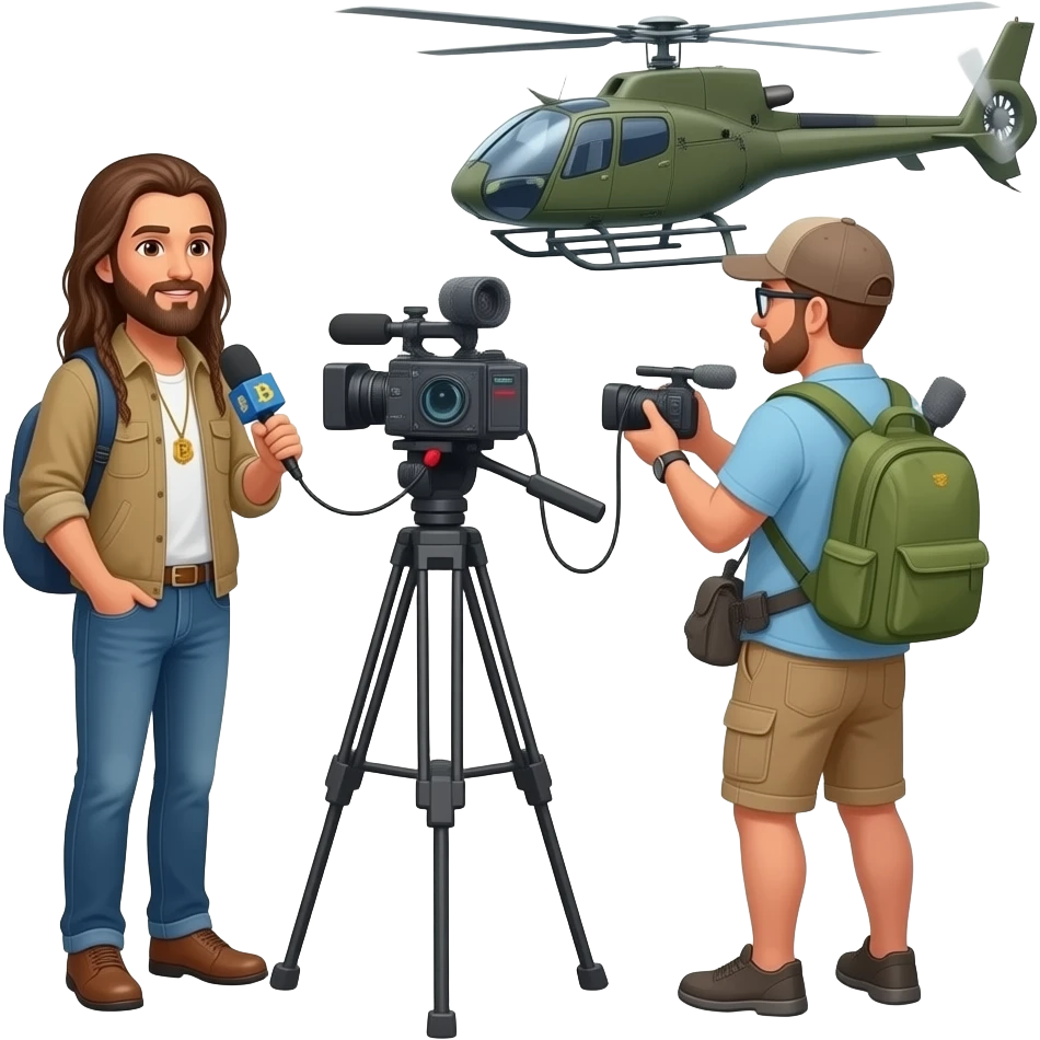 interview by BTC news lady sky chopper camera man interview anti-poaching champion bearded hippie emoji
