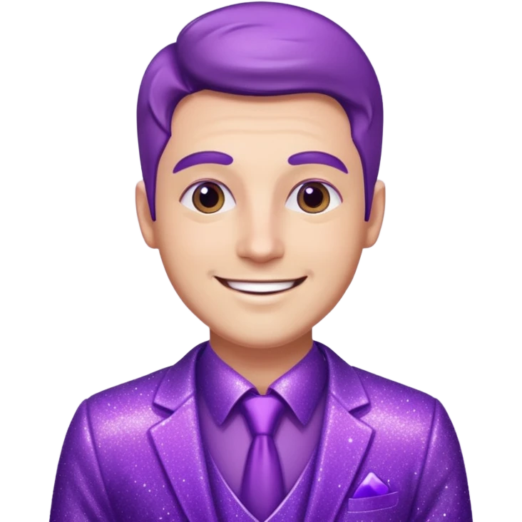 man office supervisor wearing glitter purple glittery clothes emoji