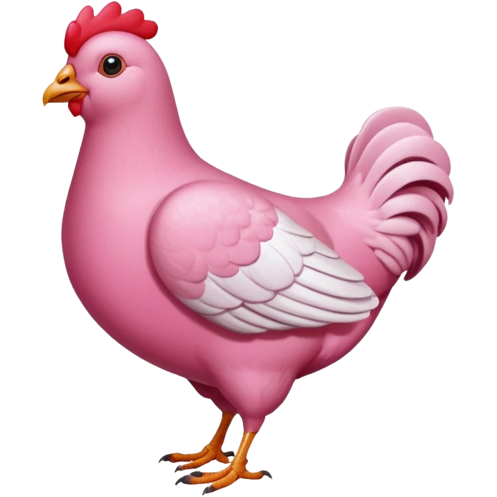 An pink pigeon eating heart shaped chicken  emoji