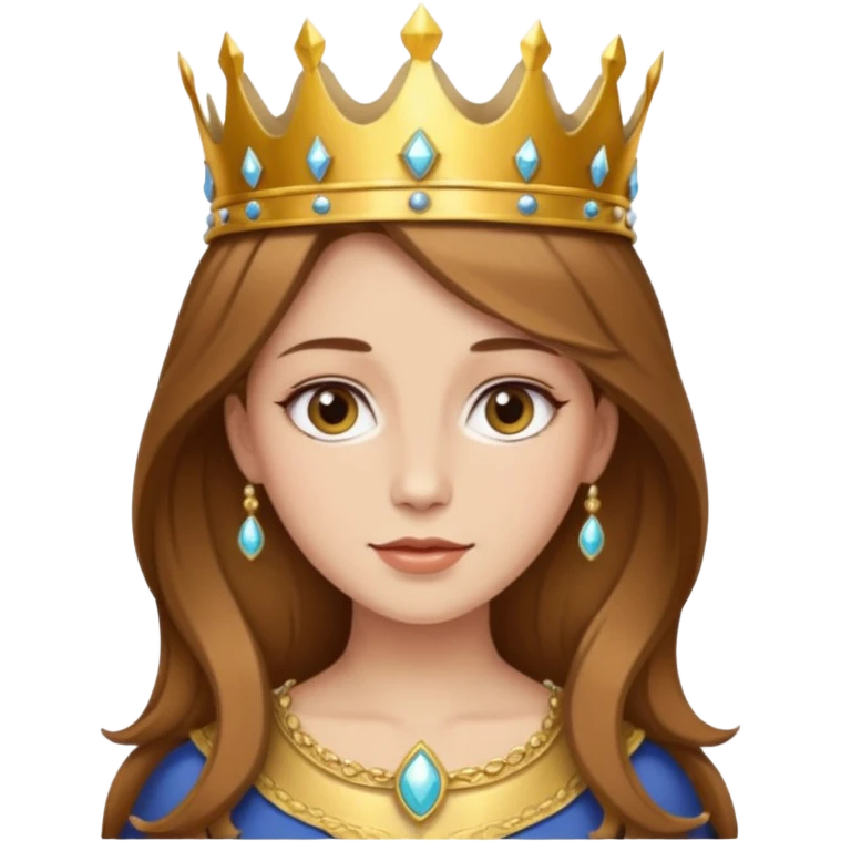 Kumral kahverengi saçlı bir kadın kafasında taç emoji