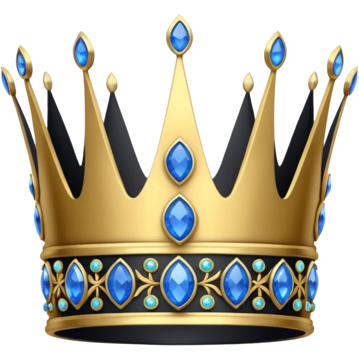 eine schwarze krone mit ein wenigen verzirten goldblätter und blauen edelsteine emoji