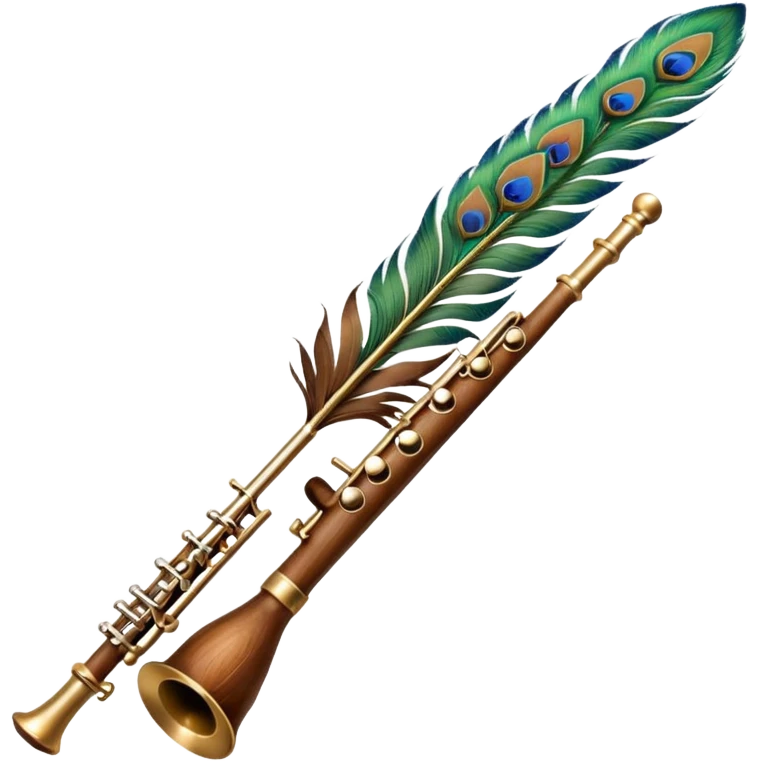 Normal Flute attached with peacock feather emoji