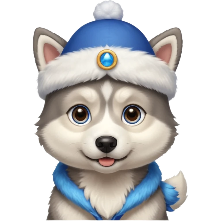 Pups husky in new yaer hat emoji