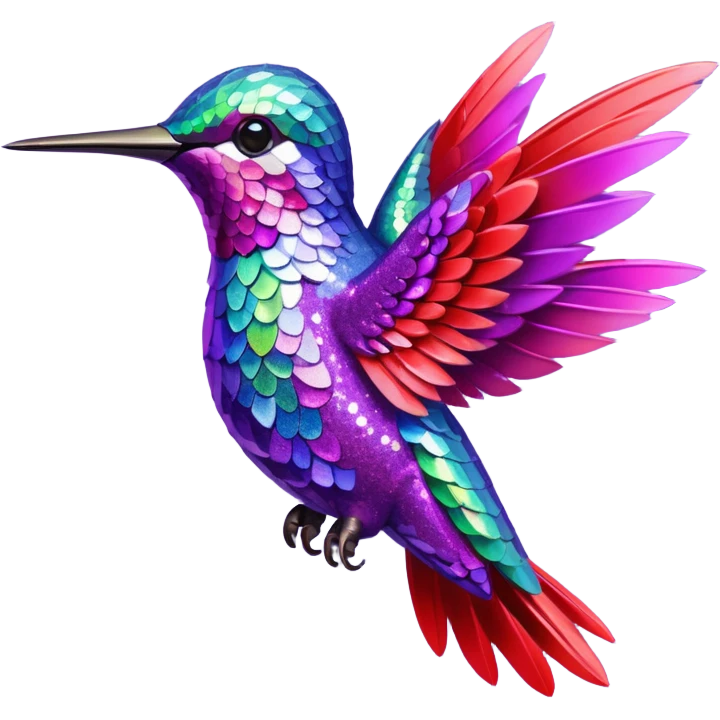 hummingbird with red and purple with glitter emoji