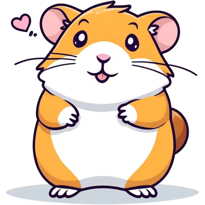 hamster blowing a kiss, cartoonish sticker style emoji