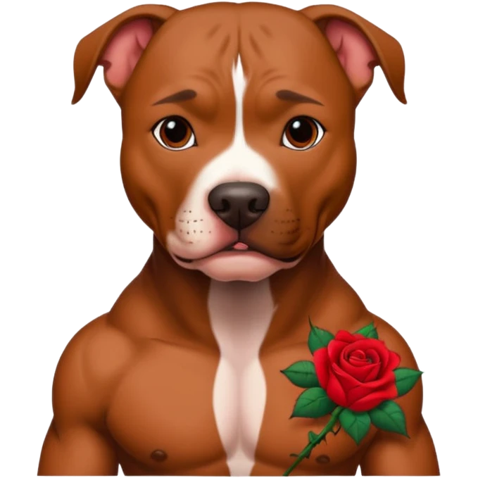 pitbull with red rose tattoo emoji