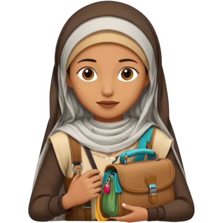 Woman + veil + satchel,Desert Nomads. emoji