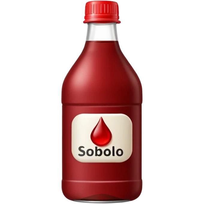 make a sobolo(ghanain drink) make it be in a bottle and the label should say sobolo and spell it like this and the drink dark red a plastic bottle and no fruit emoji