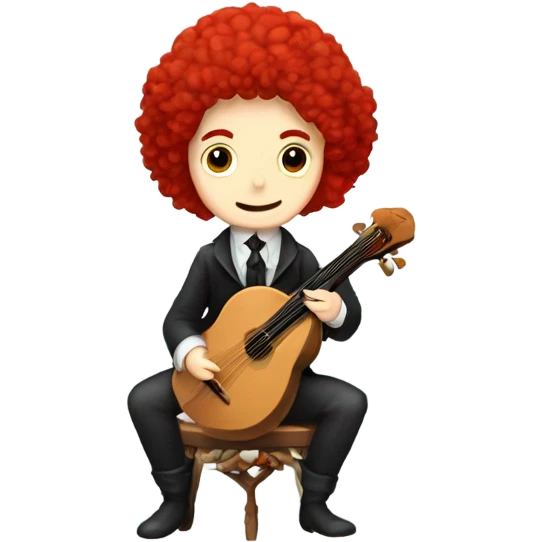 Antonio Vivaldi composer Red wig old chibi sitting chair banjo emoji