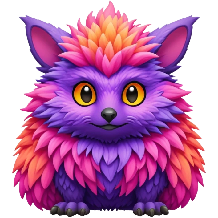 lush warm-colored neon-colored Fakémon-Trico-creature emoji