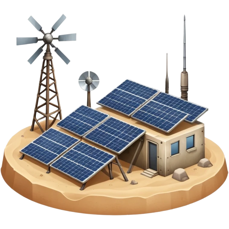 Desert outpost with solar panels and antennas emoji
