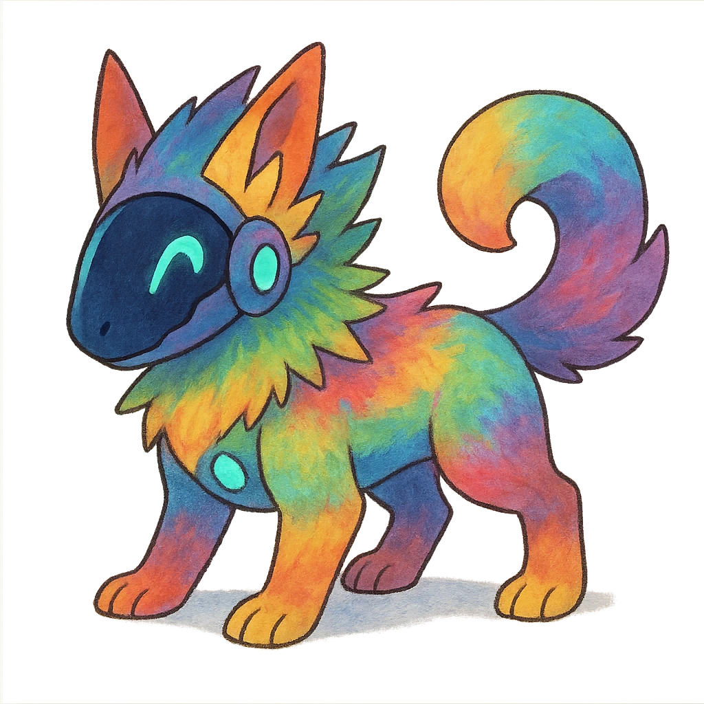 exotic tropical iridescent colorful nebula rainbow gradients cyber-Protogen-Fakémon-Pokémon emoji