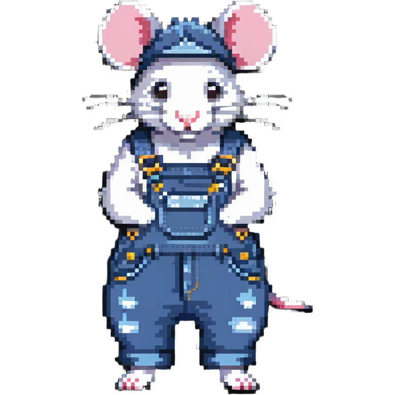 rat wearing denim overalls emoji
