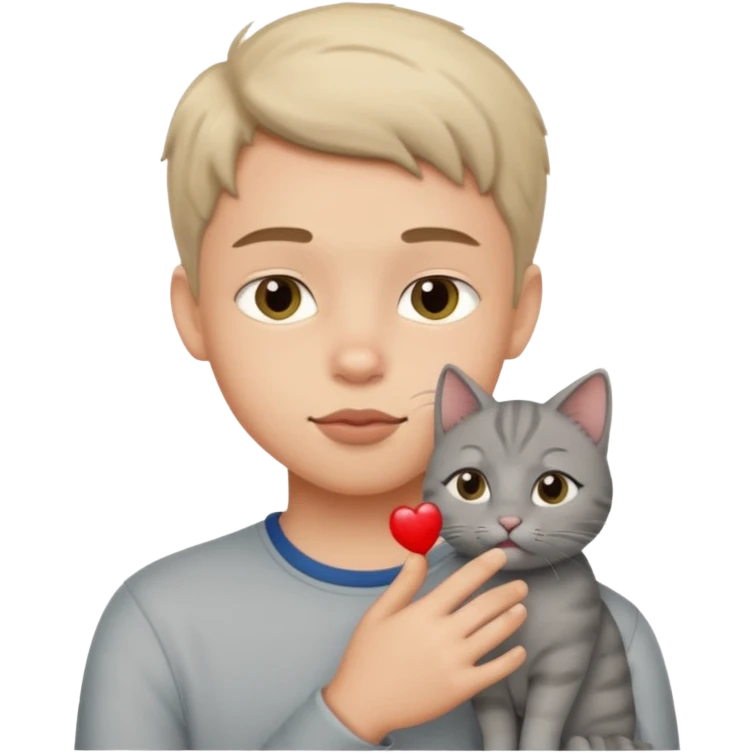 boy with lips with cat 🐱 in his mouth emoji