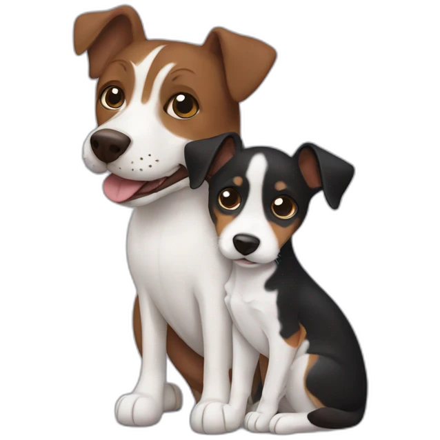 Black mackerel cat hugging brown Jack Russell dog emoji