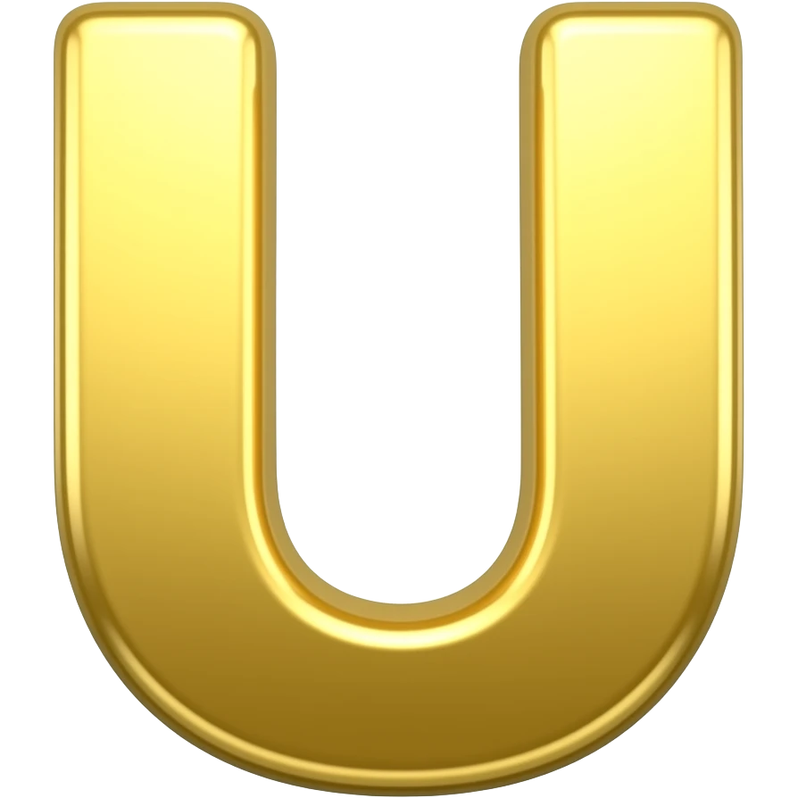 U letter yellow colour shining emoji