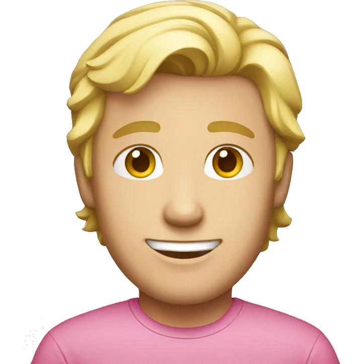 blonde smiling man pink shirt emoji