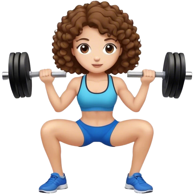 “Curly brown-haired girl working out with weights” emoji