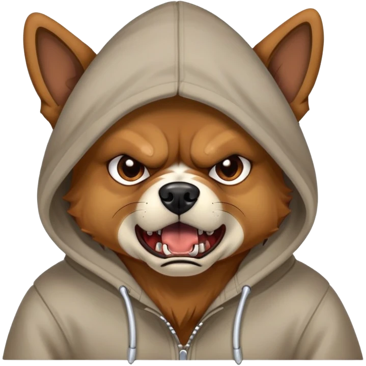Dog wearing hoodie angry  emoji