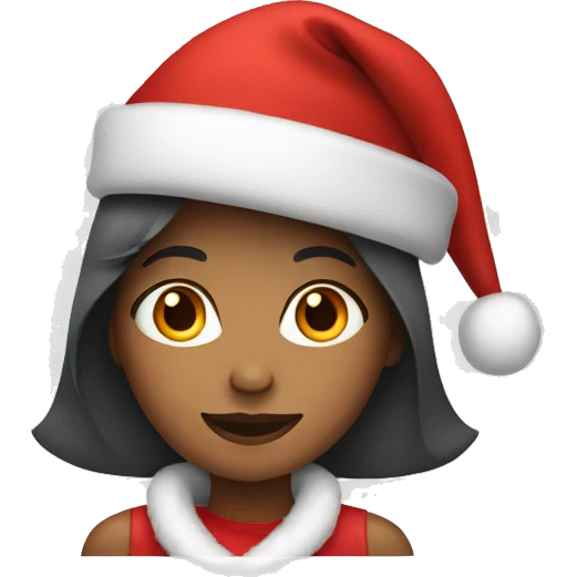 Girl wearing Christmas hat emoji