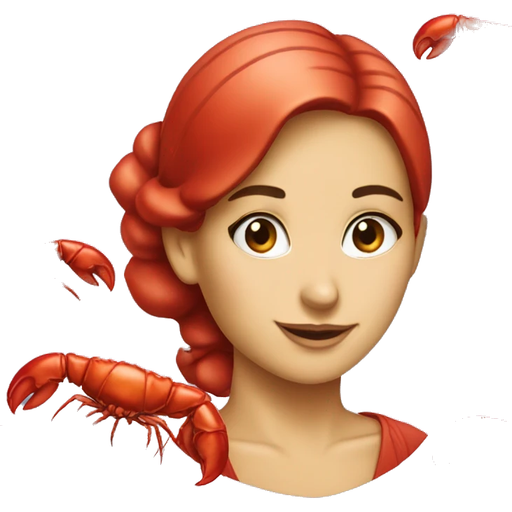 Lobster with pretty lady head emoji