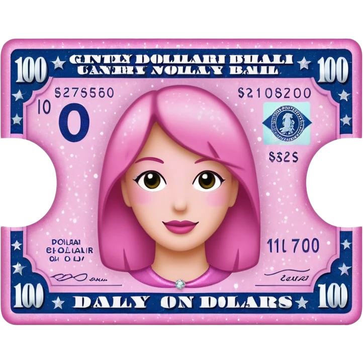 pink 100 dollar bill with sparkles emoji